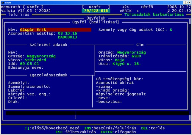 �gyf�l be�ll�t�sai - valutav�lt� szoftver - valutav�lt� program